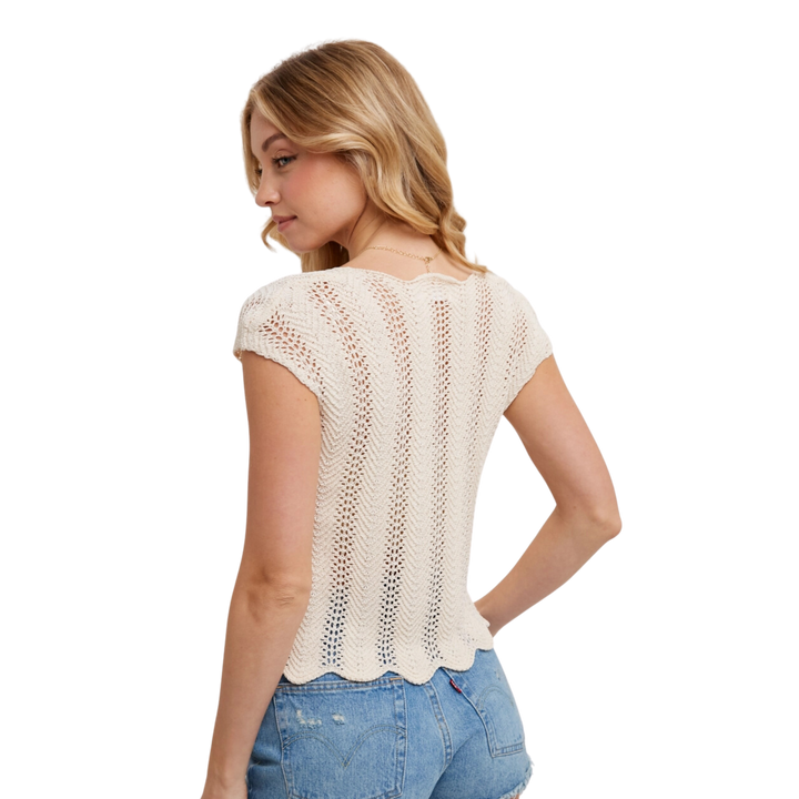 Eyelet Scalloped Hem Top