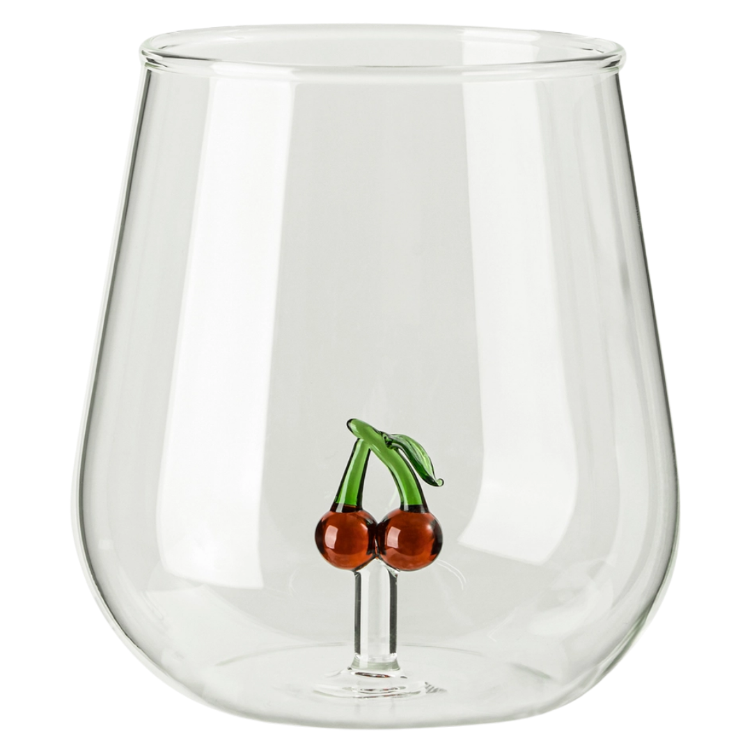 21oz Stemless Wine Glass - Cherry Icon