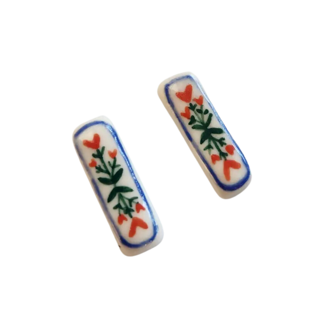 Floral Bar Stud Earrings