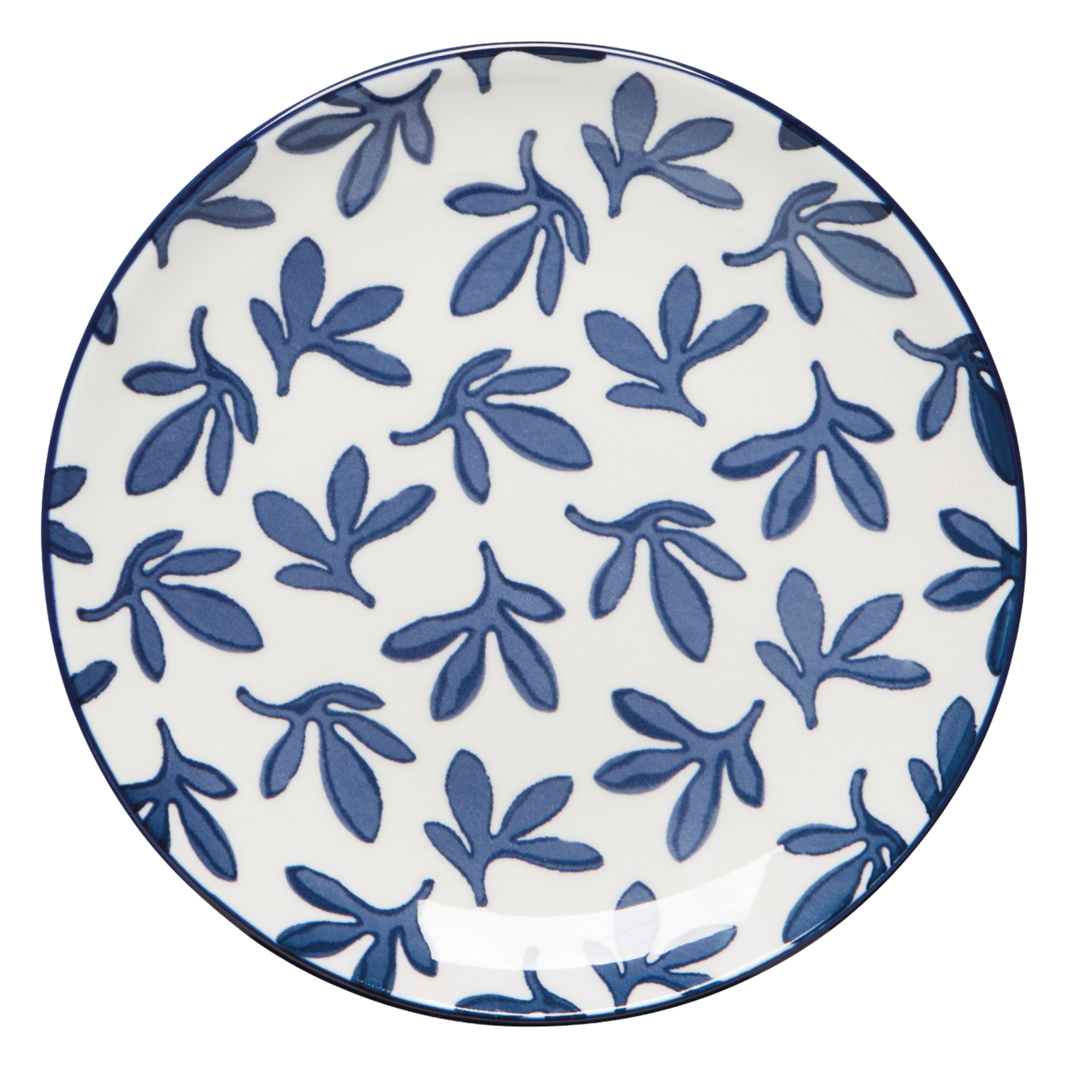 Blue Floral Stamped Appetizer Plate 6 inch
