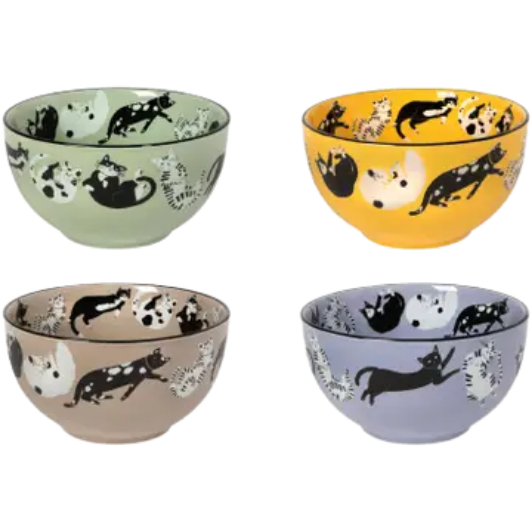 Meow & Furever Bowls Set of 4 Assorted