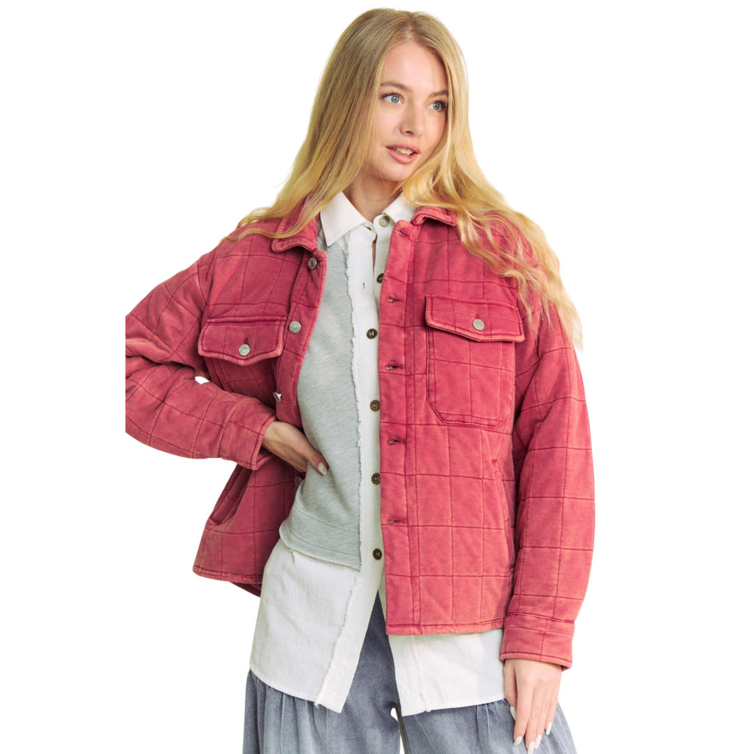 Plus Pocket Button Front Shirt Jacket