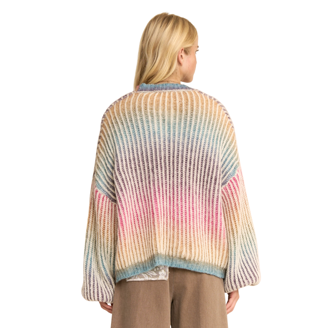 Rainbow Stripe Open Cardigan