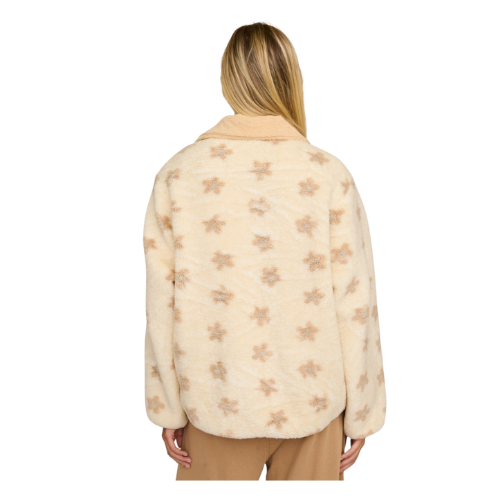 Floral Plush Sherpa Jacket Cream Multi