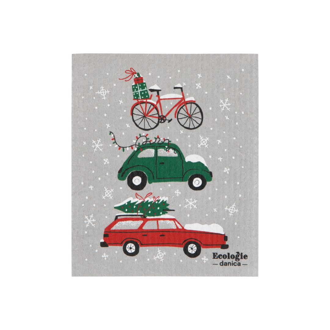 Holiday Traffic Christmas Swedish Dishcloth