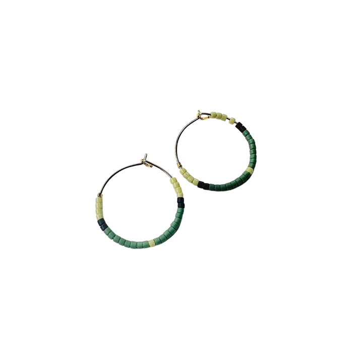 Mini Tondo Hoops - Japanese Glass Beaded Hoops