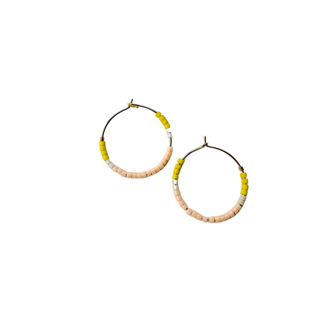 Mini Tondo Hoops - Japanese Glass Beaded Hoops