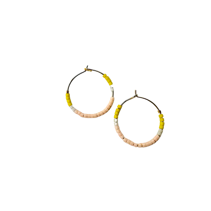 Mini Tondo Hoops - Japanese Glass Beaded Hoops