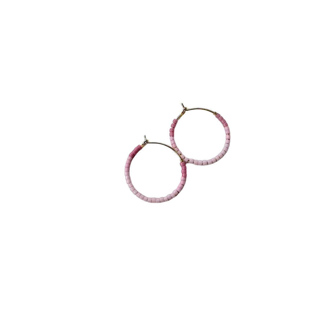 Mini Tondo Hoops - Japanese Glass Beaded Hoops