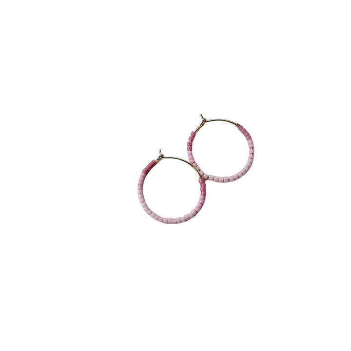 Mini Tondo Hoops - Japanese Glass Beaded Hoops