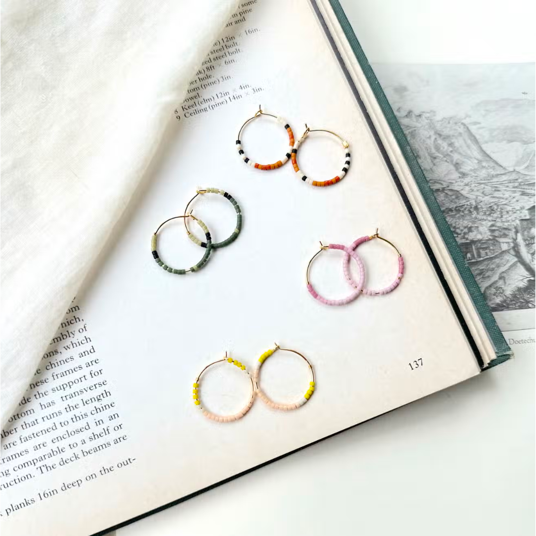 Mini Tondo Hoops - Japanese Glass Beaded Hoops