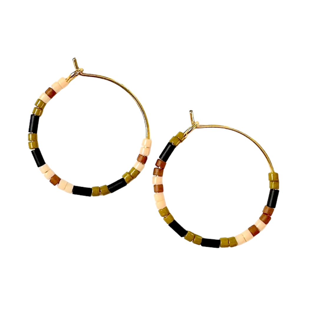 Small Beaded Hoop Earring-Mini Tondo
