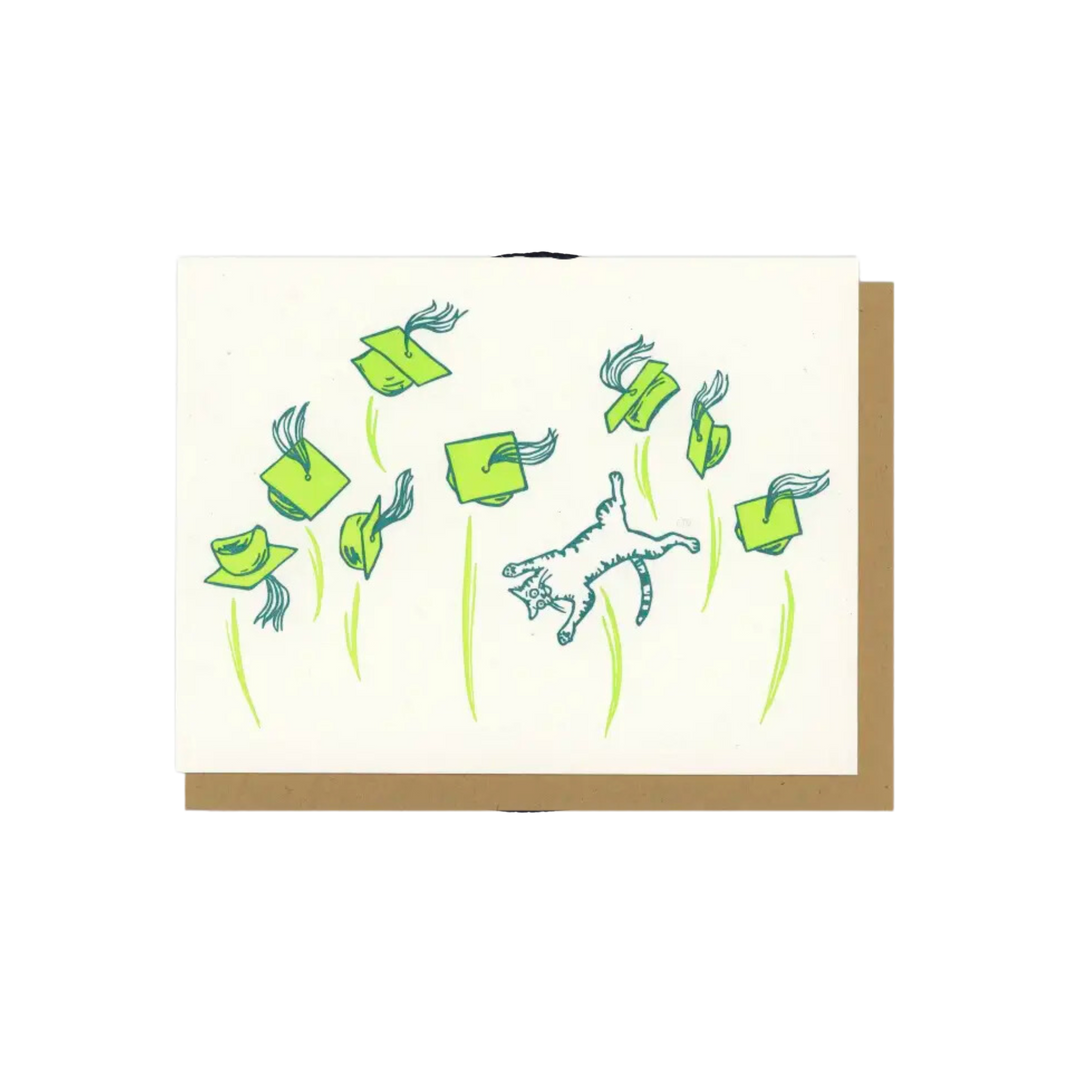 Graduation Caps Cat Greeting Card