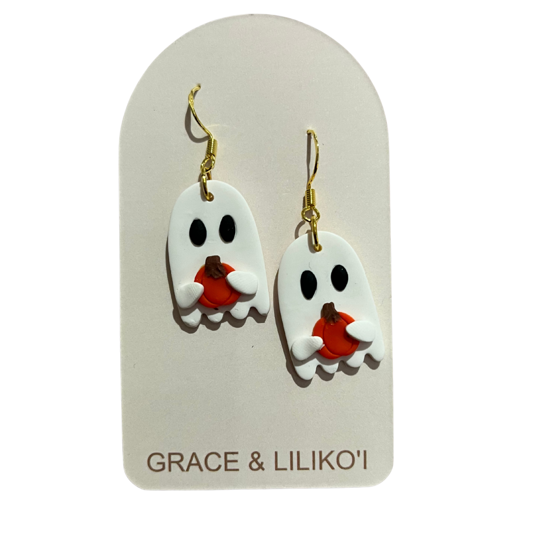 Pumpkin Ghost Dangle Earrings