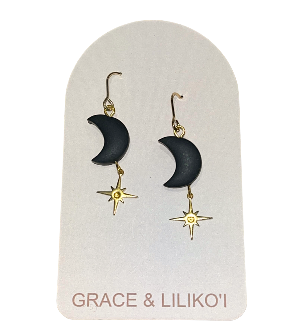 Moon & Star Dangle Earrings