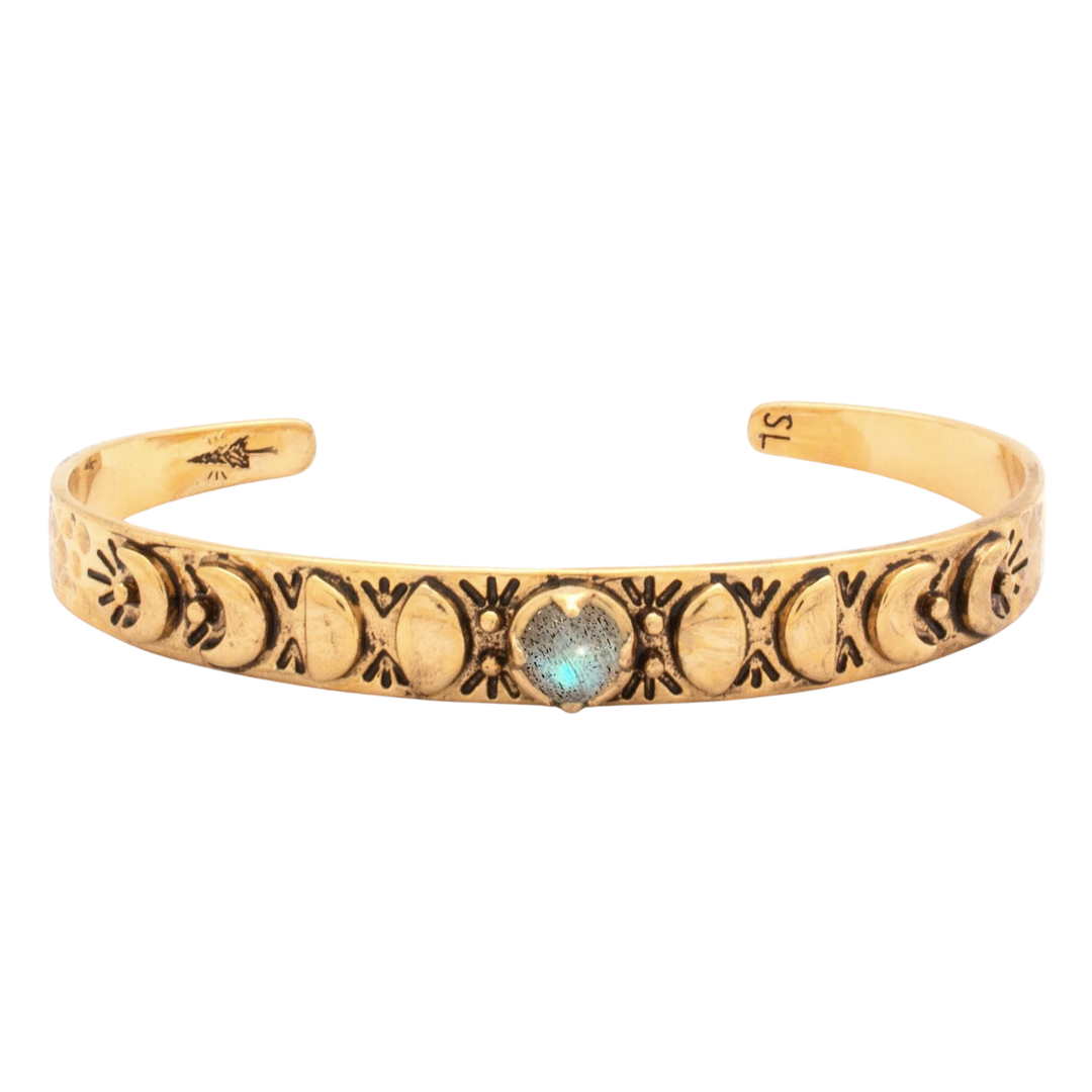 Mini Moon Phases Cuff Bracelet | Labradorite