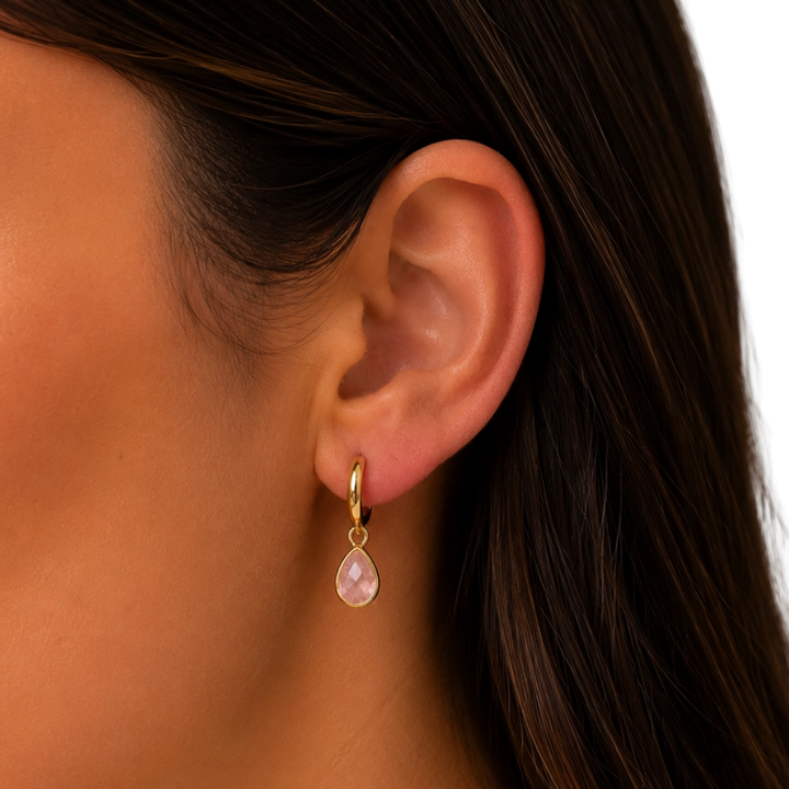 Teardrop Charm Hoop Earrings