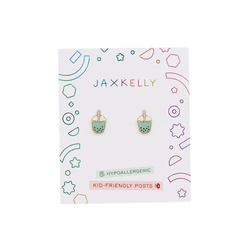 Matcha Enamel Flat Back Kids Earrings