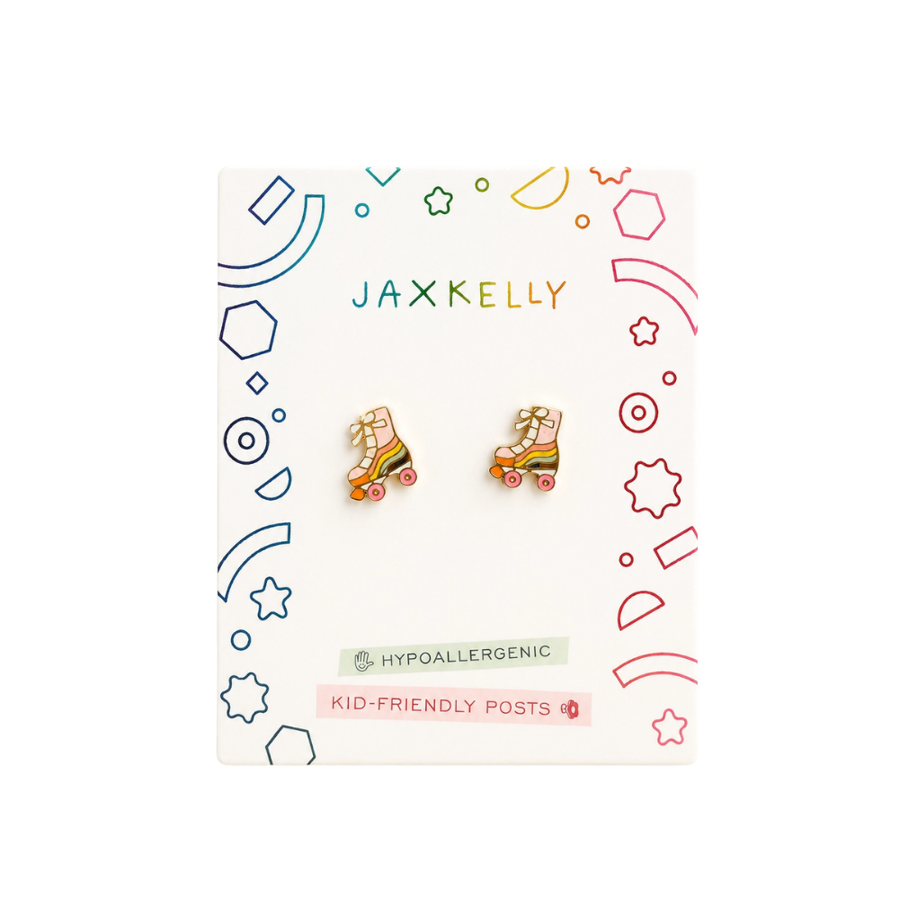 Rollerskate Enamel Flat Back Kids Earrings