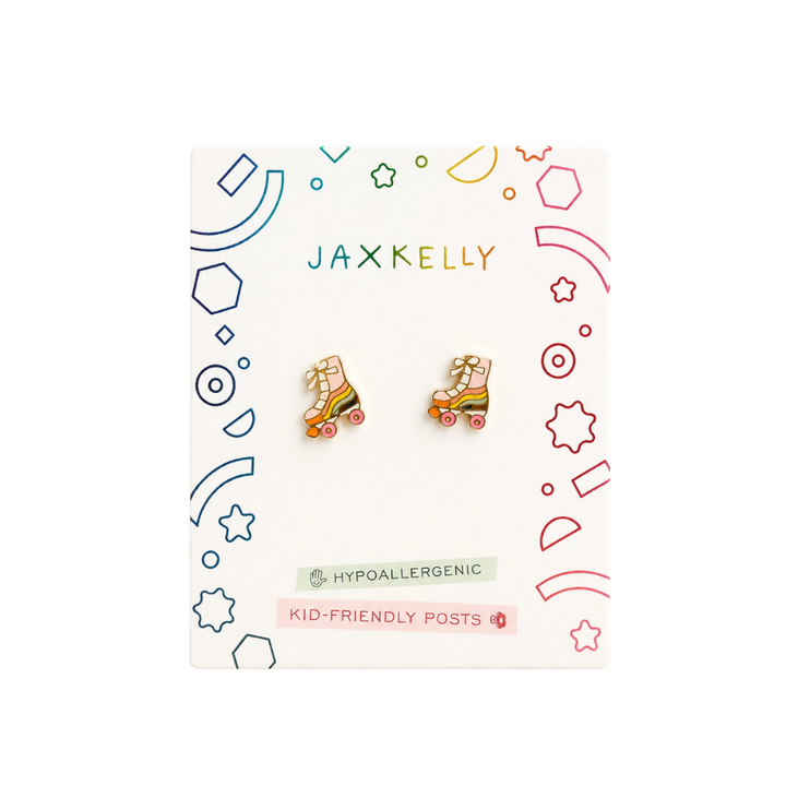 Rollerskate Enamel Flat Back Kids Earrings