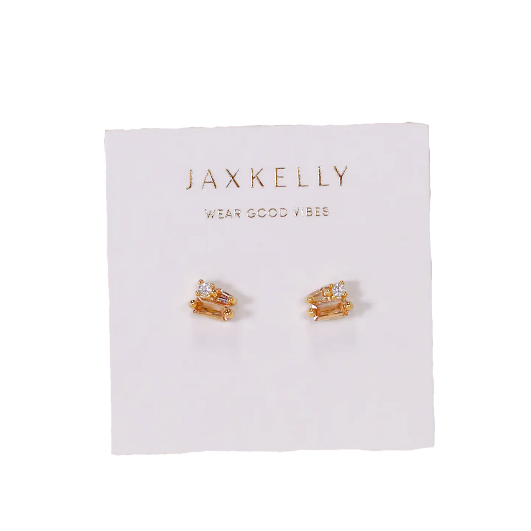 Baguette Cluster Gold Earrings