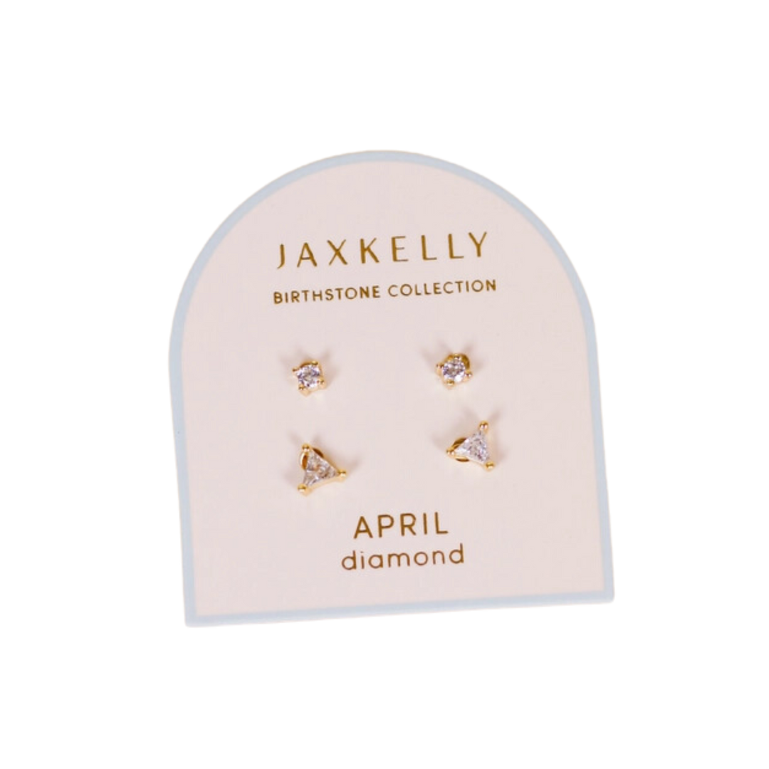 Birthstone Gold Stud Earring Set