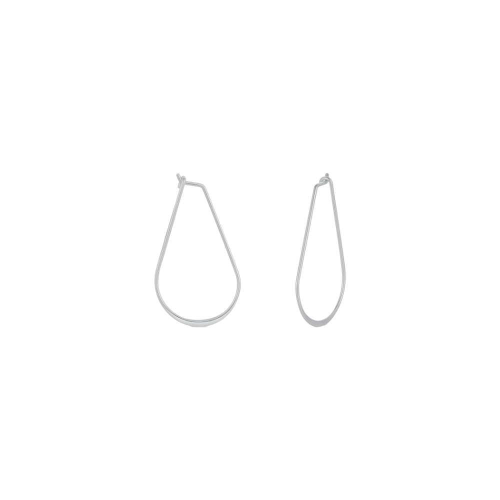 Silver Long Oval Hoops