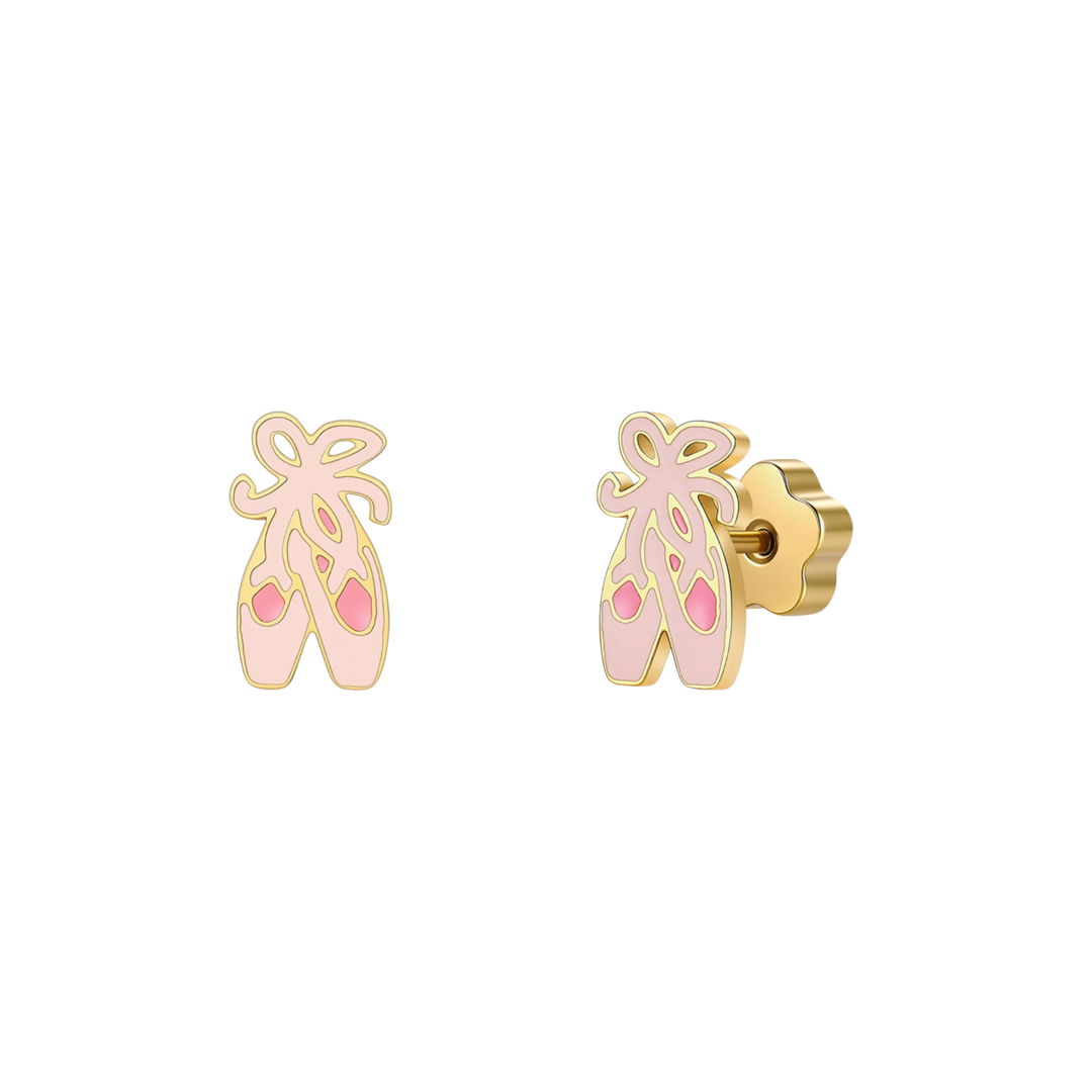 Ballet Slippers Enamel Flat Back Kids Earrings