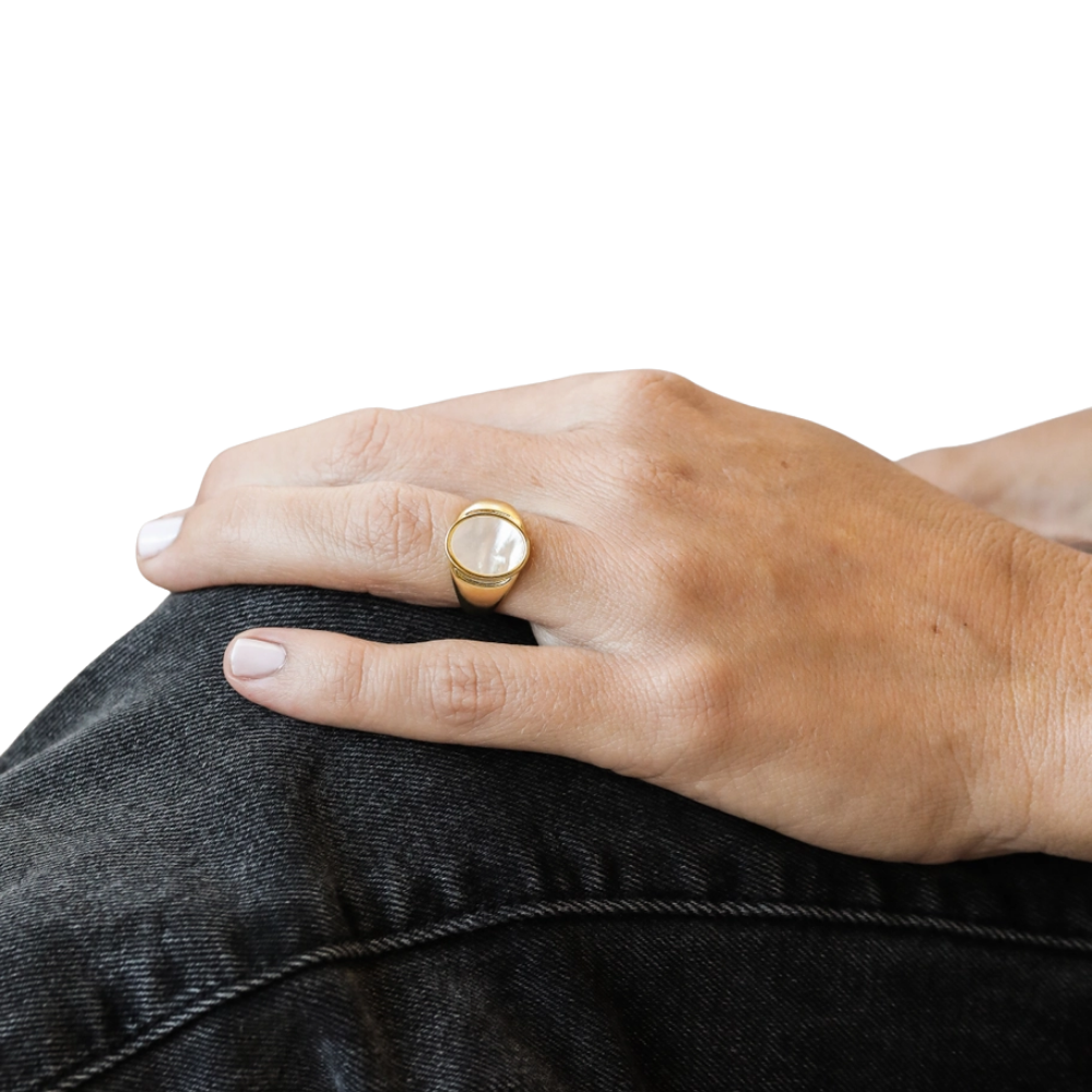 Mother of Pearl Signet Ring
