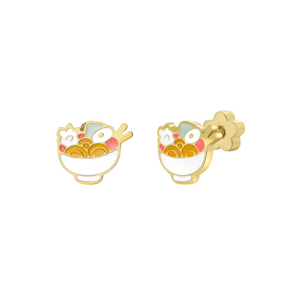 Ramen Enamel Flat Back Earrings