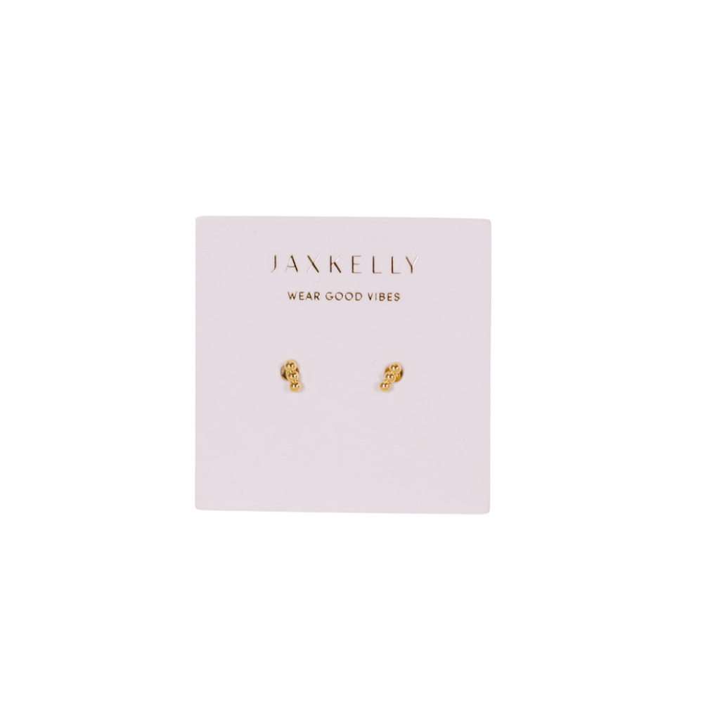 Petite 3 Ball Stud Gold Earrings