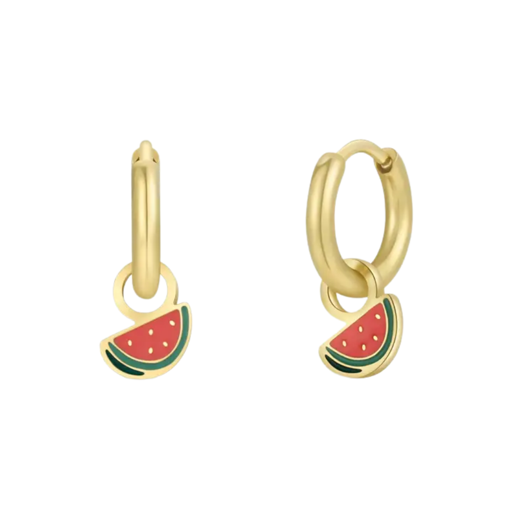 Watermelon Charm Hoop Earrings