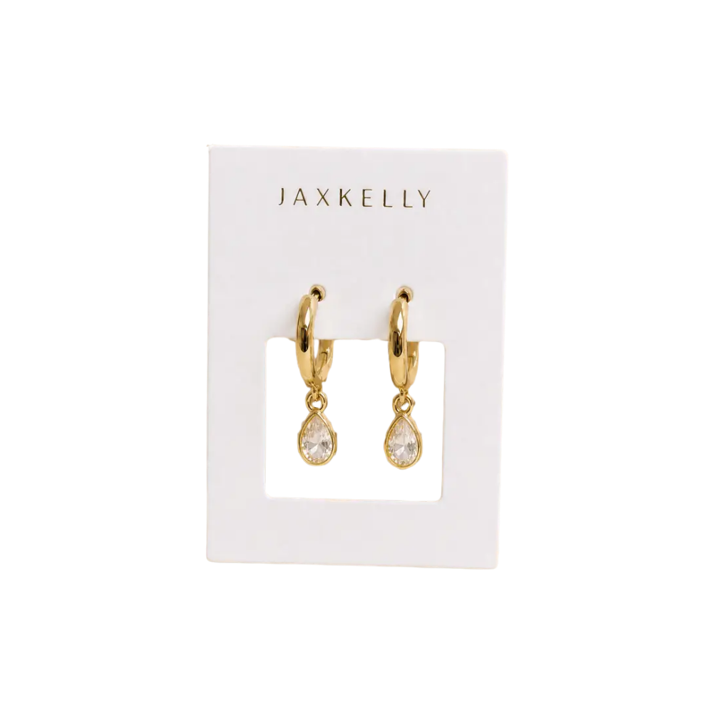 Teardrop Charm Hoop Earrings