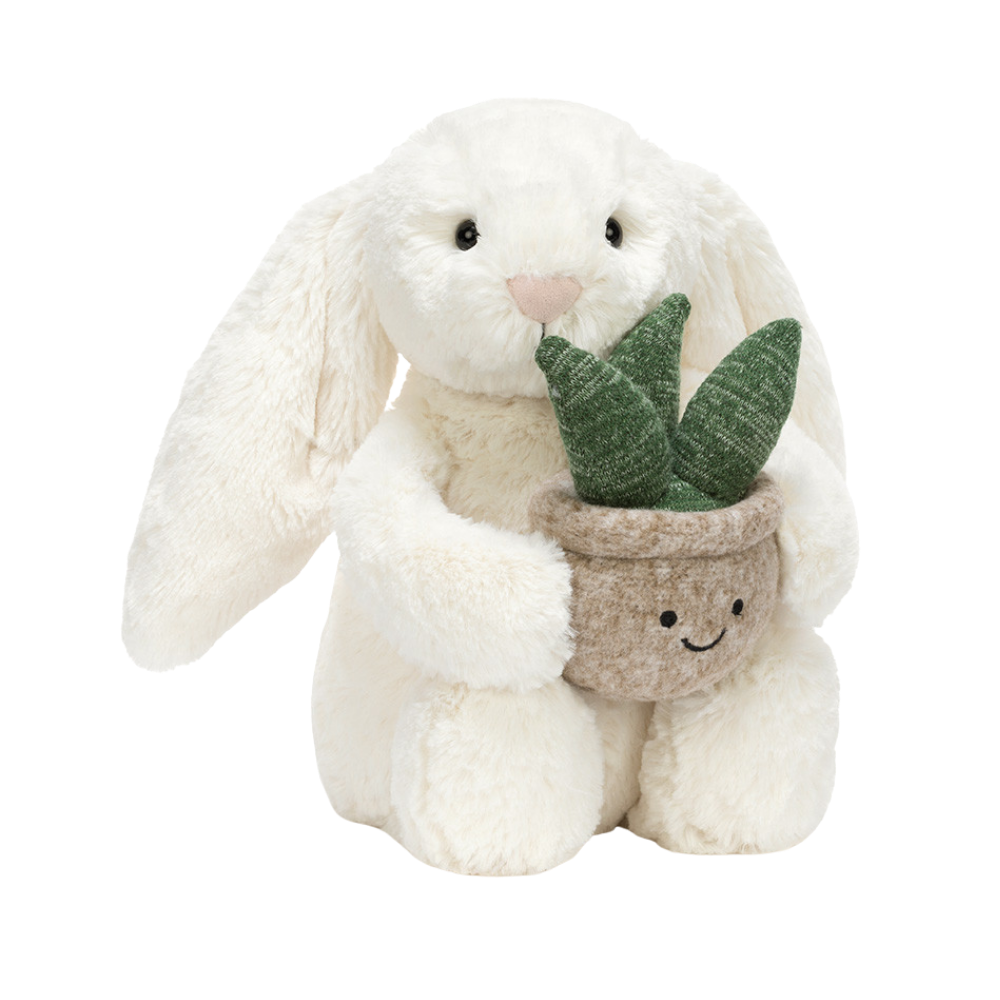 Cream Bunny with Plant