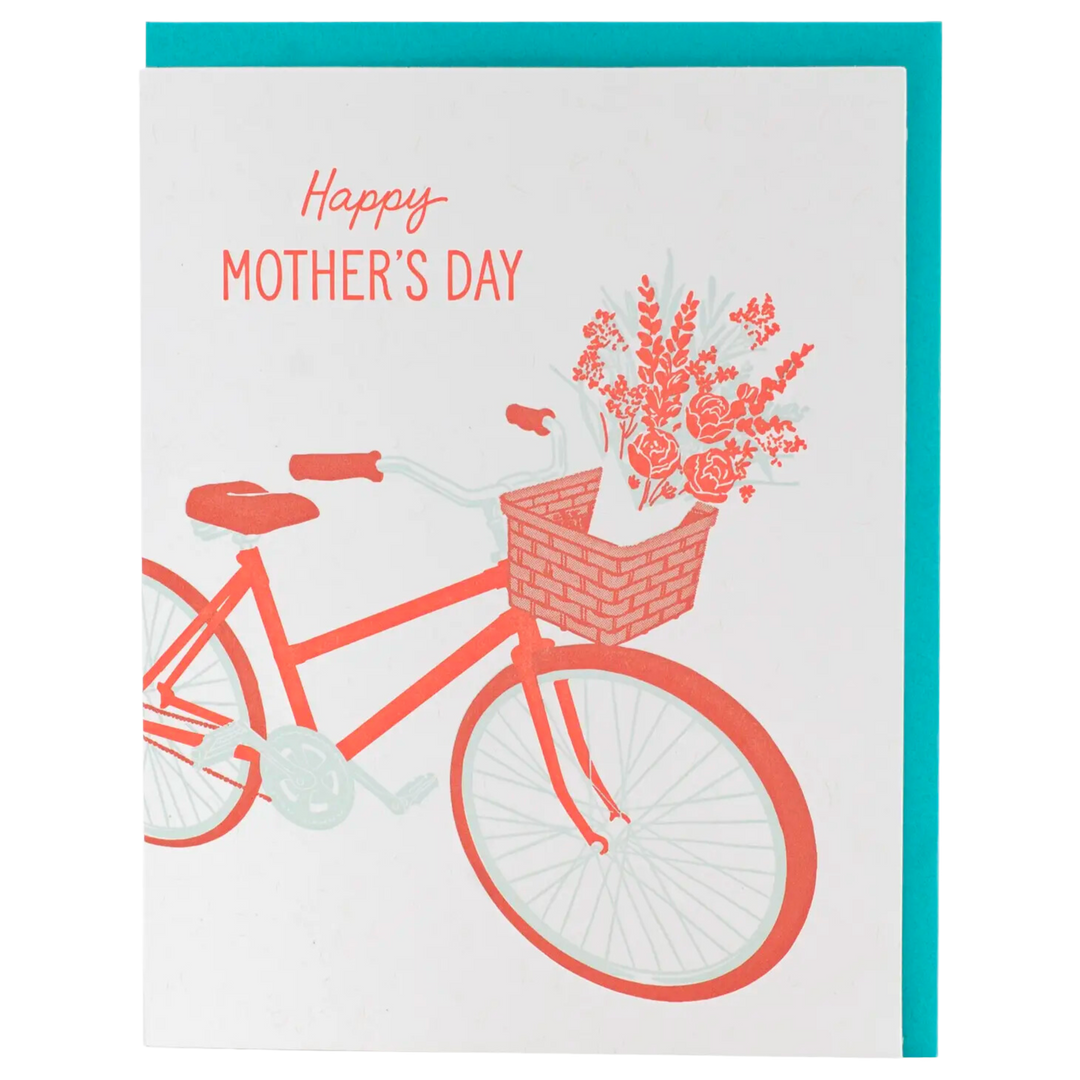 Bike With Basket Of Flowers Mother's Day Card