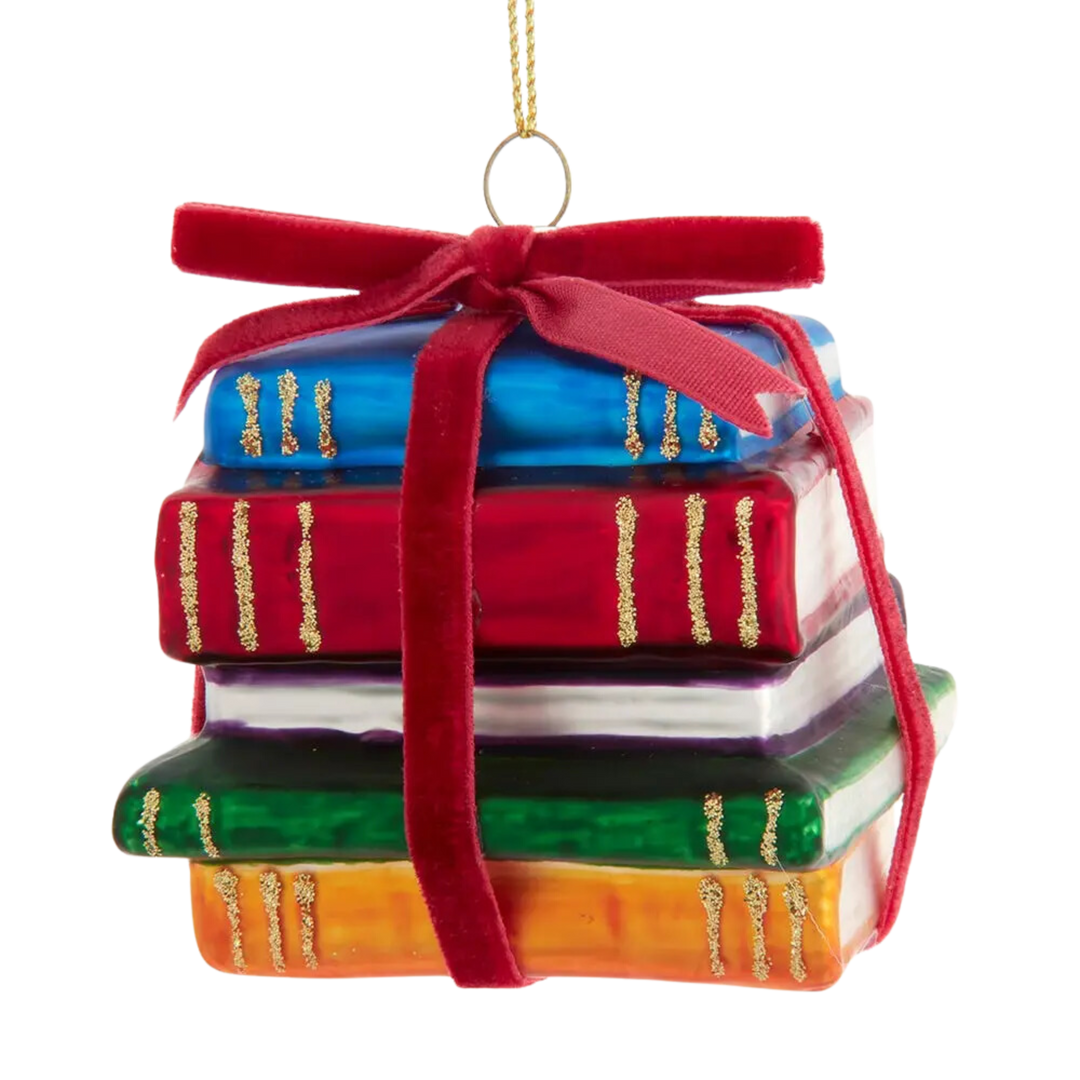 Glass Book Stack Ornament