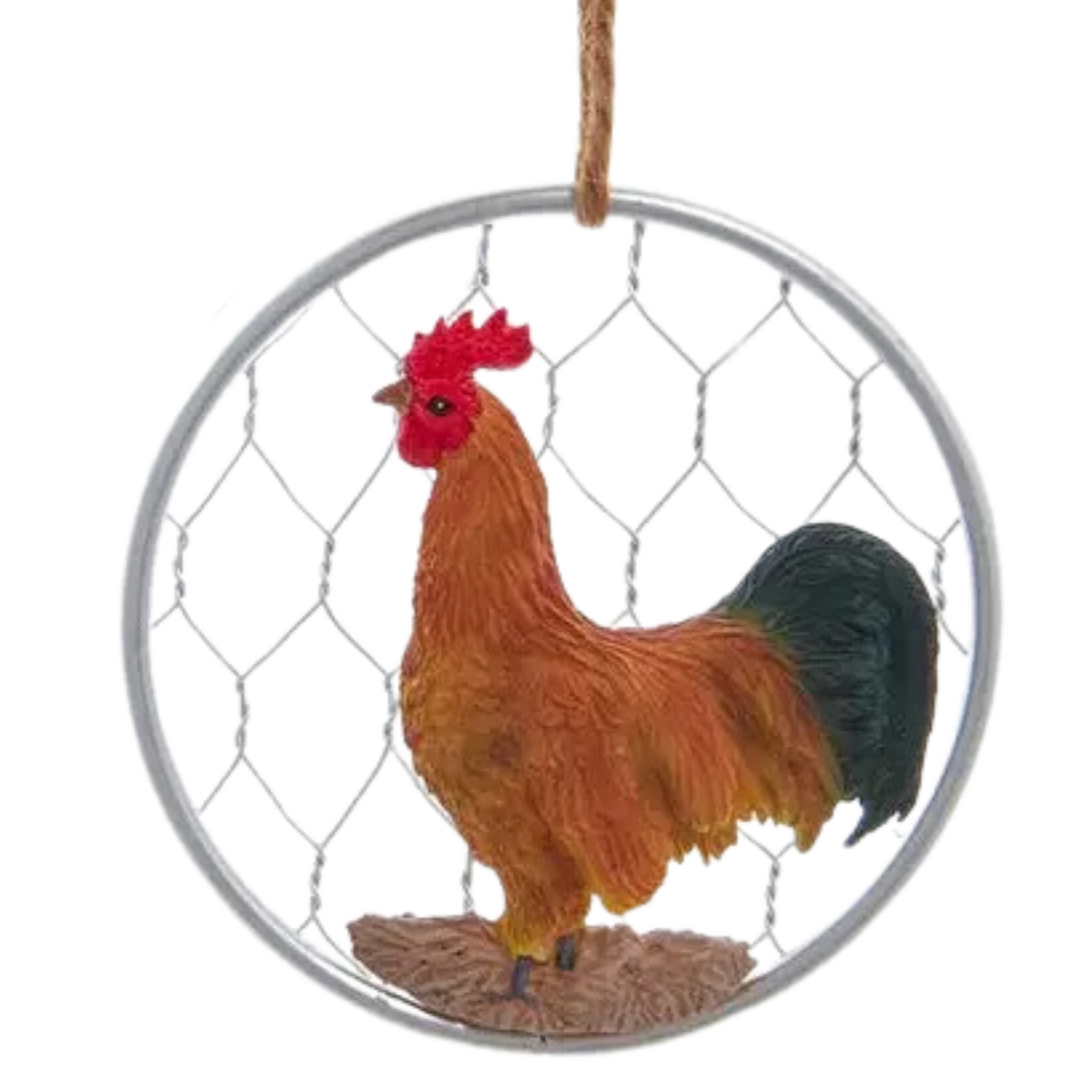 Resin Chicken on a Wire Ornament