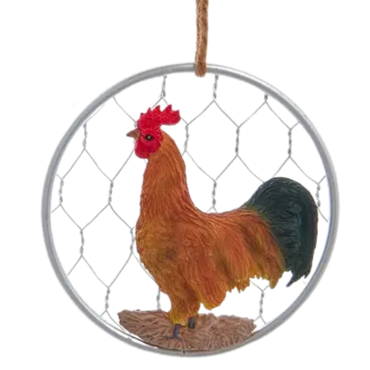 Resin Chicken on a Wire Ornament