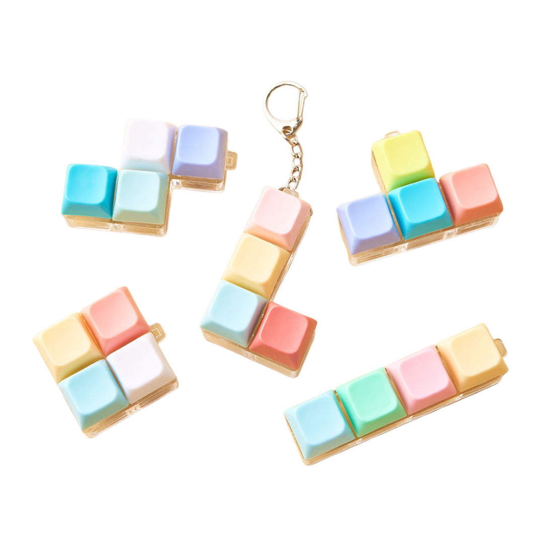 Pastel LED Tetris Clicker Keychain