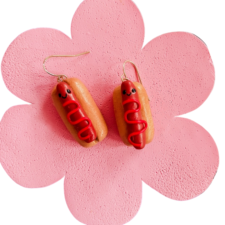 Henry Hot Dog Polymer Clay Earrings