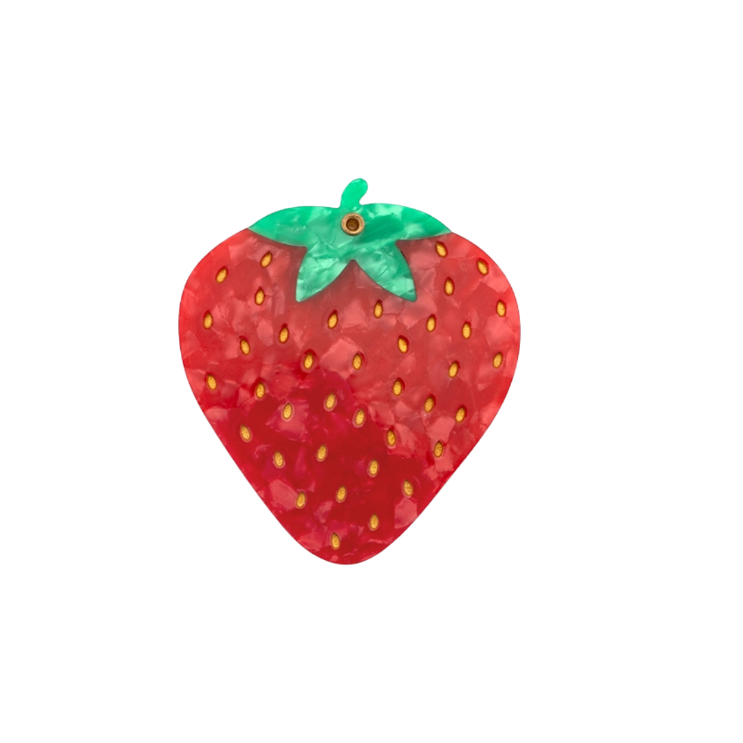 Red Strawberry Swing Hinge Folding Compact Mirror