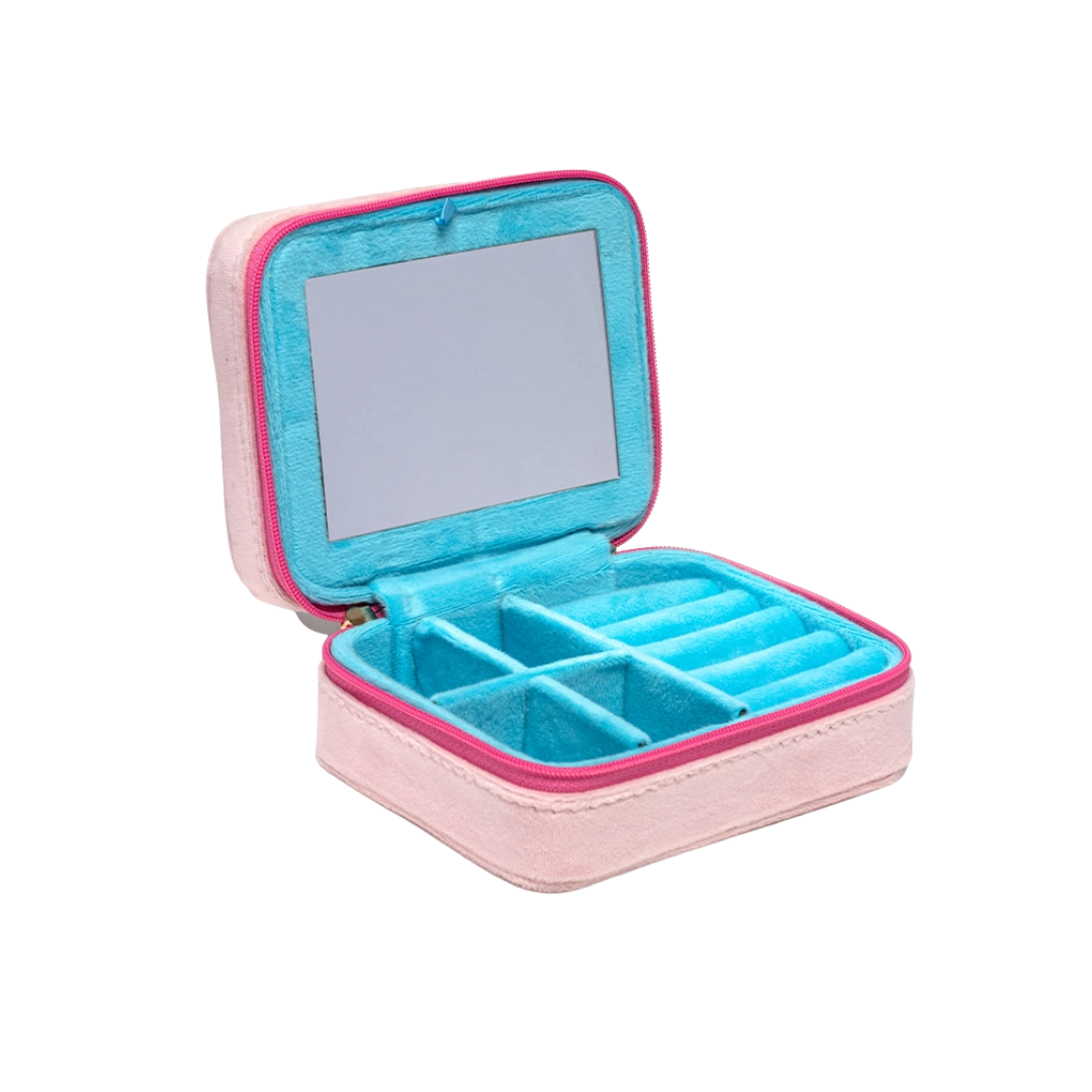 Velvet Jewelry Zip Case - Feminine Florals Pink