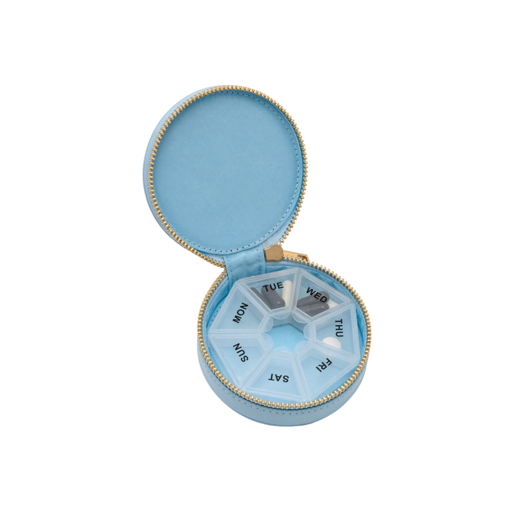 Daily Pill Case w/ Removable Pill Organizer - Blue Daisies