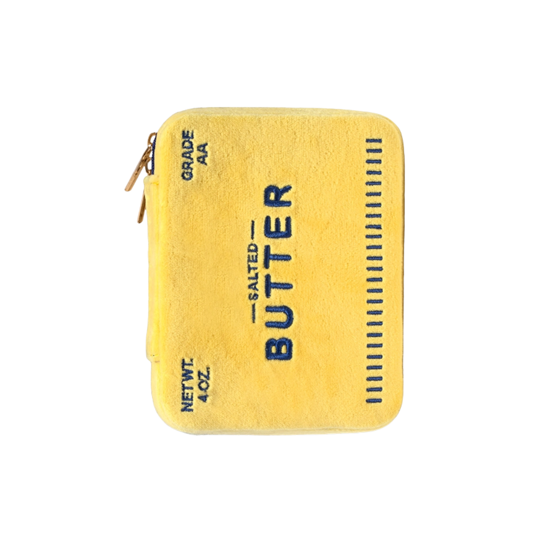 Velvet Jewelry Zip Case / Organizer - Butter Stick - Yellow