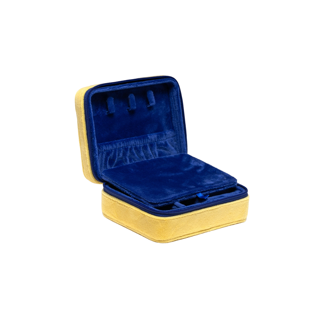 Velvet Jewelry Zip Case / Organizer - Butter Stick - Yellow