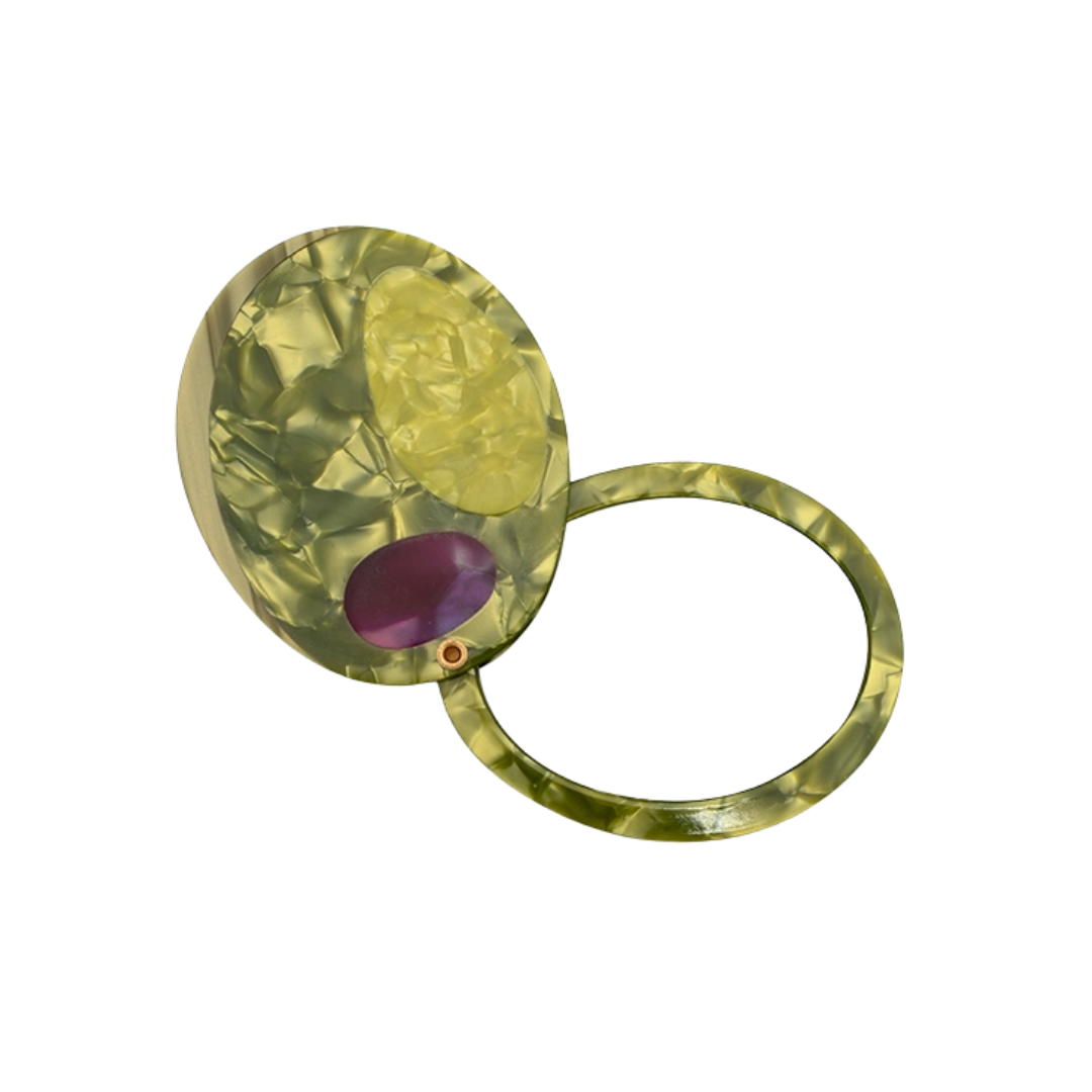 Green Martini Olive Swing Hinge Folding Compact Mirror