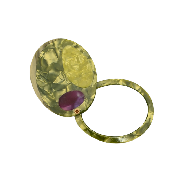 Green Martini Olive Swing Hinge Folding Compact Mirror