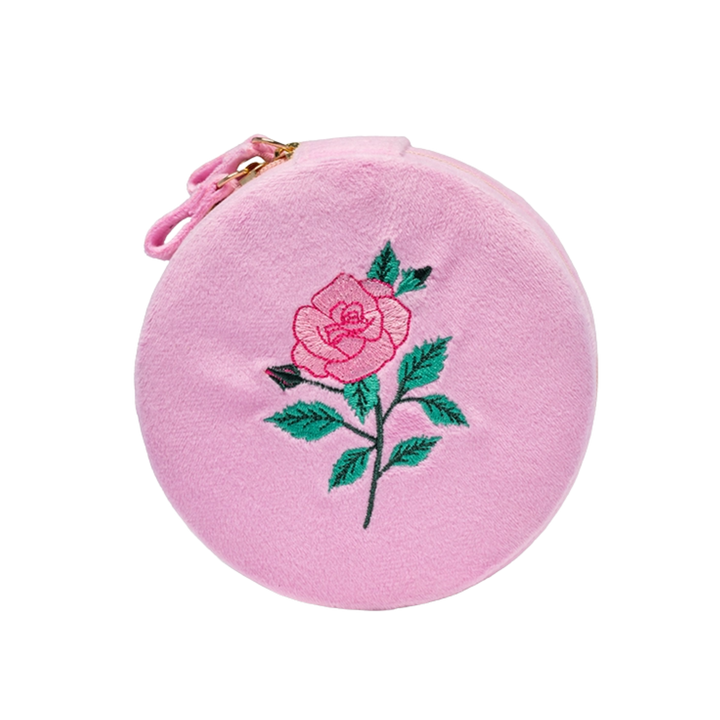 Round Rose Zip Jewelry Case