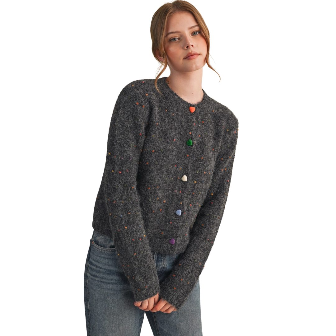 Speckled Knit Sweater Cardigan