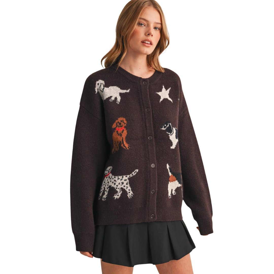 Dog Knit Sweater Cardigan